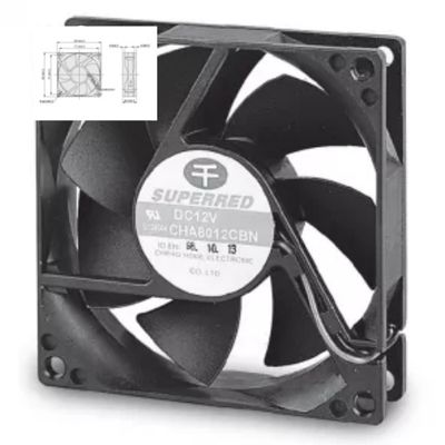 Quạt làm mát ô tô 2100-3600 RPM 80x80x25 12V DC Fan Chất liệu nhựa PBT 94V0