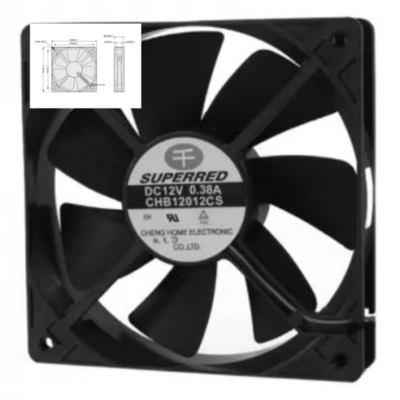 Quạt làm mát 12V DC 120X120X25 có dây dẫn AWG26 và tùy chọn đầu ra tín hiệu
