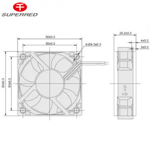 Đen DC 12V quạt làm mát 60x60x20 Để khử trùng tủ / ấm / lò vi sóng