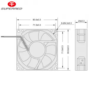 Ưu tiên 150g DC Cooler Fan Ball Bearing Or Sleeve Bearing 80x80x20 Fan làm mát