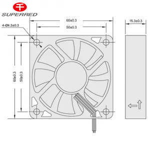 Khung nhựa PBT DC 12V Quạt làm mát 60x60x10 Điểm phát tín hiệu tùy chọn