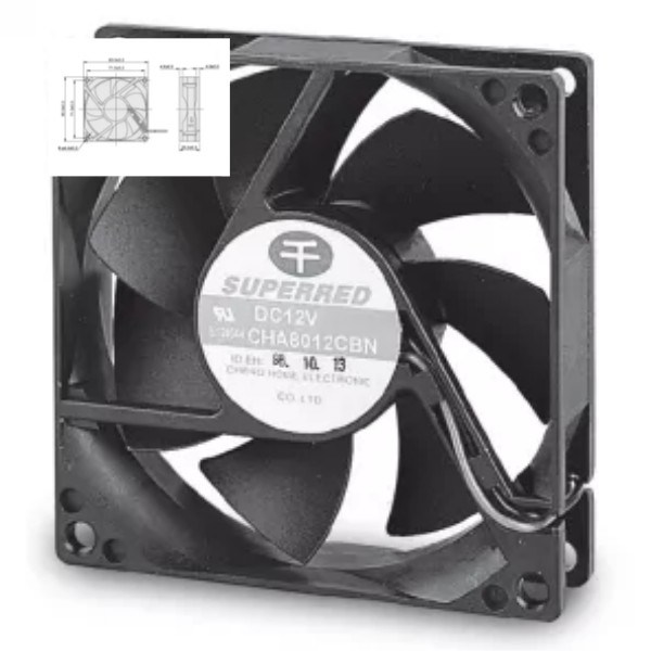 Quạt làm mát ô tô 2100-3600 RPM 80x80x25 12V DC Fan Chất liệu nhựa PBT 94V0